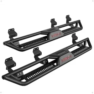 Running Boards 6.5 Inches with Two Stairs Design Compatible with 2015-2024 Ford F-150 SuperCrew Cab (4 Full-Size Doors), 2017-2024 Ford F-250 F-350 Super Duty Crew Cab, Bolt-on Side Steps