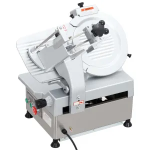 Commercial Meat Slicer, 12 Inch Electric Food Slicer - Semi-Auto 180W+370W, Stainless Steel, Adjustable Thickness 0-7mm, Silver, Home & Commercial Use