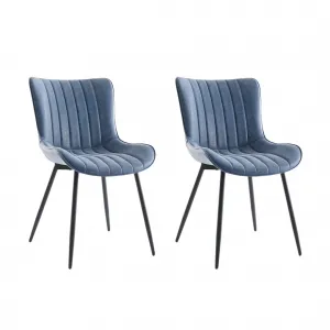 Upholstered Dining Chairs Set of 2, Mid Century Modern Armless Kitchen Chair with Faux Leather & Back & Metal Legs, for Dining Room, Bedroom, Reception Waiting Room