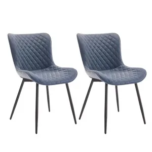 Upholstered Dining Chairs Set of 2, Mid Century Modern Armless Kitchen Chair with Faux Leather & Back & Metal Legs, for Dining Room, Bedroom, Reception Waiting Room