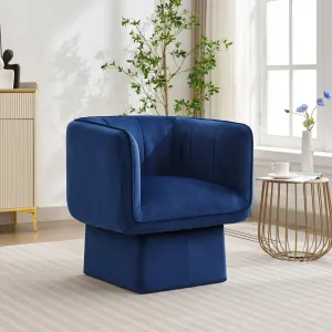Swivel Barrel Accent Chair, Mid Century 360° Comfy Round Accent Sofa for Bedroom, Modern Accent Armchair Reading Chair for Living Room Waiting Room,Office Accent Chair with Arms, Blue