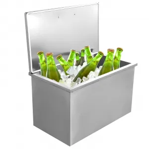 28"L x 16"W x 17"H Drop In Ice Chest Stainless Steel Commercial Ice Bin Outdoor Kitchen Ice Bar Silver