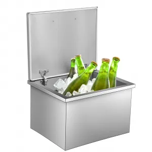 20"L x 16"W x 13"H Drop In Ice Chest Stainless Steel Commercial Ice Cooler Outdoor Kitchen