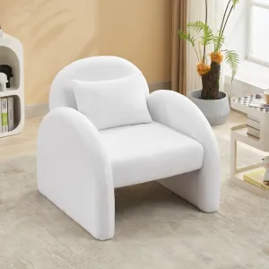 Sherpa Accent Chair,Teddy Upholstered Arm Single Sofa,Modern Fluffy Reading Chair for Living Room, Bedrooms, Corner,Mid Century Accent Armchair Velvet White Accent Chair for Office Study