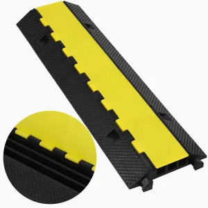 Cable Ramp 1 Pack 3 Channel Rubber Cable Protector Ramps, Cable Wire Cord Cover Ramp, 28000 lbs Capacity Heavy Duty Speed Bump Driveway Outdoor Hose Cable Ramp Protective Cover