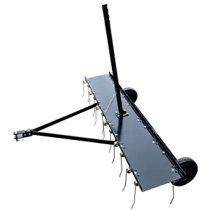 45inch Tow Behind Dethatcher with 20 Spring Steel Tines, Heavy-Duty Lawn Rake, Rust-Resistant Steel Frame, Easy Hitch, Adjustable Height for Riding Mowers