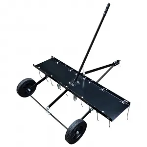 48 Inch Pull Behind Dethatcher with 20 Spring Steel Tines, Heavy-Duty Durable Frame, Adjustable Height, Q235 Material, Lawn Tractor Rake for Yard Care