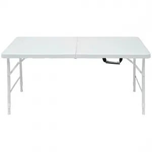 4ft Portable Folding Table, Height Adjustable with Carrying Handle for Dining, Picnic, Party, Camping.