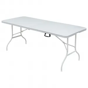 6 Foot Folding Portable Table - Plastic Foldable Table with Carrying Handle for Dining, Picnic, Party, Camping