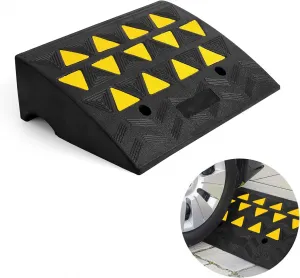 Rubber Curb Ramp, 6" Rise Height Sidewalk Curb Ramp, 14.6" Width 19.3" Length Driveway Ramp for Curb, Heavy Duty Driveway Curb Ramp for Forklifts, Trucks, Buses, Cars, Wheelchairs, Bikes