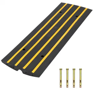 2.5" High Rubber Curb Ramp, 15 Ton Capacity Cable Cover Bridge for Cars, Trucks, Bikes, Wheelchairs - 1 Pack, 48"x16"x2.5"