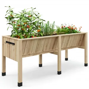 Wood Raised Garden Bed Planter Box 72"x26"x31"Tall 13.7"Deep Natural Cedar with Hooks & Crossbars Outdoor Vegetable Herb Gardening