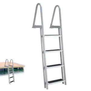 1-4 Dock Ladder 4 Steps Aluminum Pool Stairs Anti-Slip Marine Boarding