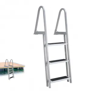 1-3 Dock Ladder 4 Steps Aluminum Pool Stairs Anti-Slip Marine Boarding