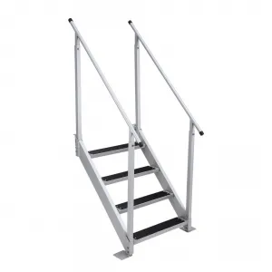 Aluminum Dock Ladder 4 Steps, Adjustable Height Dock Steps, Removable Boat Ladder 500lbs Load Capacity, Pontoon Ladder Pool Stairs with Nonslip Design for Marine Boarding Lake Pool Dock