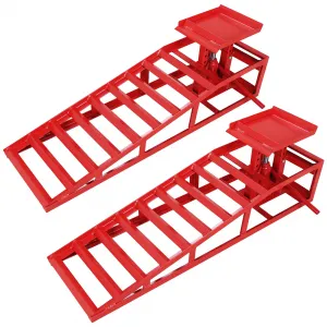 2 Pack Hydraulic Car Ramps Truck Ramps Lifts 5T 10000lbs Car Trailer Garage Vehicle Ramps Lifts for Car Repair Red
