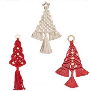 DIY Macrame Christmas Tree Kit Handmade Macrame Boho Wall Hanging Ornaments for Home Christmas Party Decorations A as Shown