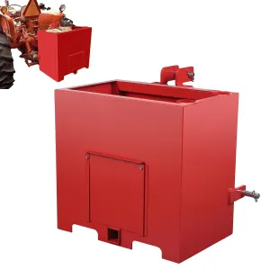 3 Point Ballast Box with 2" Hitch Receiver, Category 1 Ballast Box 3 Point Fits Cat 1, 800 Lbs Tractor Ballast Box, 3 Point Quick Hitch Loader Attachment Red