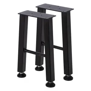 Heavy Duty X-Shape Metal Table Legs - 28 Inch Height, Durable Steel Construction, Ideal for DIY Projects, Set of 2, Sleek Black Finish