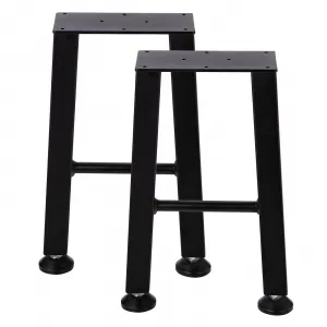 Heavy Duty X-Shape Metal Table Legs - 16 Inch Height, Durable Steel Construction, Ideal for DIY Projects, Set of 2, Sleek Black Finish