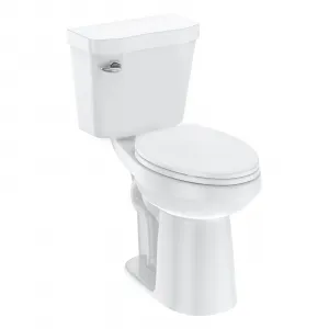 21"Toilet, Elongated Toilets for Bathrooms, Two-Piece Toilet with Soft Close Seat, 1.28 Siphonic Flush Toilet with Universal Height ADA Cotton White