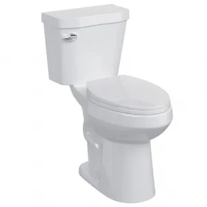 19"Toilet, Two-Piece Toilet, ADA Toilet with Dual Flush, Elongated Toilets for Bathrooms with Soft Close Seat, Universal Height with 1.28 Siphonic Flush Left-Hand Flush Cotton White