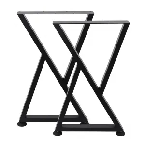 28" Metal Coffee Table Legs, X-Shape Bench Legs, Heavy Duty Desk Legs, Black Metal End Table Legs, Diy Furniture Legs (28”H x 18”W, Set of 2)