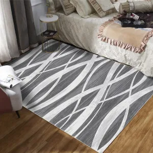 5x7 Area Rugs for Living Room Washable Rug Soft Modern Wave Distressed Carpet Non-Slip Print Rug Low Pile Non-Shedding Foldable Carpet for Bedroom Dining Room Office Nursery Dark Grey