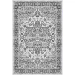 Area Rug for Living Room, 8x10 Machine Washable Vintage Rug Carpet for Bedroom Dinning Room, Distressed Area Rug Indoor Non Slip No Pile, Grey