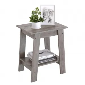 Small Minimalist End Table, Side Table, Bedside Table, Night Stand with 2-Tier Storage Shelf, Entryway Table, Sofa Table for Small Space, Living Room, Bedroom, Easy Assembly, Rustic Gray
