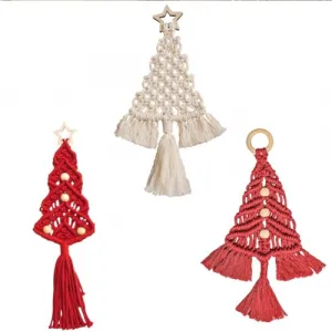 Macrame Christmas Tree Kit DIY Christmas Macrame Boho Wall Hanging Ornaments Decorations for Christmas Party C
