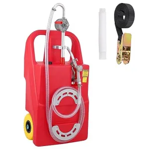 Fuel Caddy, 26 Gallon Portable Fuel Tank On-Wheels with Manual Fueling Nozzle & 360° Swivel Connector,for Cars, Trucks, Boats