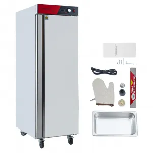 Commercial Hot Box Food Warmer - 16-Tier Stainless Steel Heated Cabinet, 1850W, 23"x35"x71", Ideal for Pizza, Chicken, Bakery Pastries with Water Tray, Fits 1/1 Pans