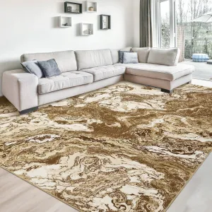 Abstract Brown 8x10 Rug for Living Room, Machine Washable Rugs Modern Abstract Area Rug Large Bedroom Rug, Soft Luxury Rug Indoor Floor Carpet for Home Office Kitchen Dining