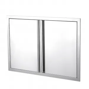 BBQ Access Door 24" W x 24" H, Double Outdoor Kitchen Door, Weatherproof Built in 304 Stainless Steel with Recessed Handle for Outside,Commercial,BBQ Island,Grilling Station,Outside Cabinet