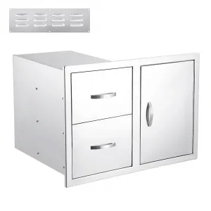 33''W Outdoor Kitchen Drawer Combo with Paper Towel Rack | Stainless Steel BBQ Access Door with 2 Drawers | Perfect Storage for Outdoor Cooking