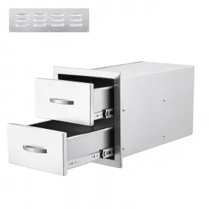 14" W x 15" H x 23" D Outdoor Kitchen Drawers, Flush Mount Triple Access BBQ Drawers,BBQ Island Drawers for Outdoor Kitchens or BBQ Island Patio Grill Station