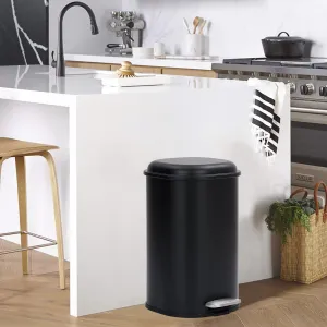 8-Gallon Step-Open Trash Can with Soft-Close Lid, Modern, Minimalistic for Home, Kitchen, Laundry Room, Office, Bedroom, Bathroom, Without Inner Bucket, Black