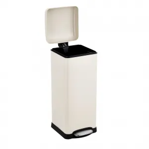 8 Gallon (30L) Step Trash Can, Stainless Steel Bathroom Garbage Can with Lid and Foot Pedal, Kitchen Garbage Bin with Removable Inner Bucket for Home Bedroom Office, Beige