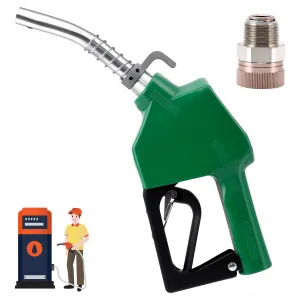 Automatic Fuel Nozzle, 3/4" NPT Inlet Thread & 13/16" Spout, 11 GPM Max Flow Rate, Auto Shut Off, Aluminum & PVC Gas Pump Handle with 360° Swivel for Gasoline Diesel Kerosene Refilling