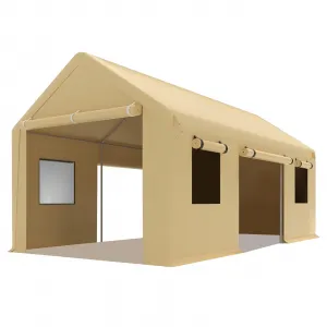 10x20 Inch Carport Waterproof UV Resistant Roll-Up Mesh Window Heavy Duty Galvanized Steel Frame Portable Garage for Truck & Boat