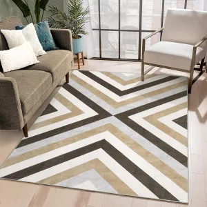 Washable Rug 8x10 Area Rugs Large Living Room Rug Modern Area Rug for Bedroom Indoor Soft Rug Accent Rug Non Slip Low Pile Throw Carpet for Dining Room Office Brown