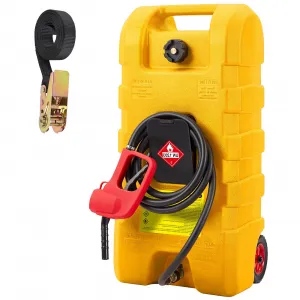 15 Gallon Portable Fuel Caddy, 10-ft hose, siphon pump, 7.5 L/min manual nozzle, diesel/gasoline tank - Yellow
