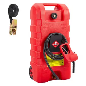 Fuel Caddy 15 Gallon Portable Diesel Fuel Caddy with Pump, 10ft Hose, Manual Siphon 7.5 L/min, UV-Resistant for Garage and Workshop, Red