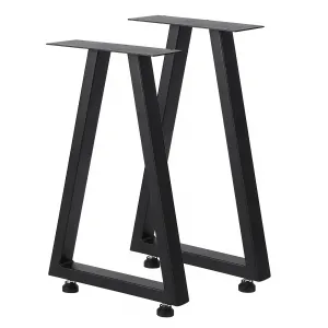 Metal Table Legs 22"x14.8" - Heavy Duty, Black Industrial Rustic Design, for Dining, Coffee, Writing, and Garden Tables (2PCS)