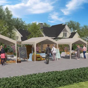 7'x7' Commercial Canopy Tent with Waterproof Tarp for Outdoor Sun Shelter Party Camping Market Wedding