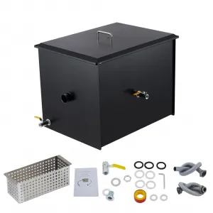 Commercial Grease Trap - 20 LBS Carbon Steel Grease Interceptor, Side Inlet Interceptor, Under Sink Grease Trap, 10 Gpm Oil-Water Separator, for Restaurant Canteen Kitchen