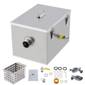 Commercial Grease Trap - 8 Lbs Stainless Steel Grease Interceptor, Side Inlet Interceptor, Under Sink Grease Trap, 4 Gpm Oil-Water Separator, for Restaurant Canteen Kitchen