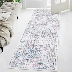 Boho Multicolor 2x6 Hallway Runner Washable Rug Vintage Distressed Floor Carpet Non Slip Laundry Runners Boho Kitchen Runner Rugs Indoor Soft Low Pile Farmhouse Accent Rug for Living Room Bedroom