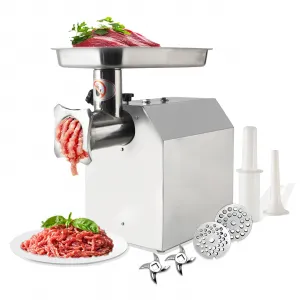 1100W Commercial Meat Grinder - Heavy-Duty Electric Grinder & Sausage Stuffer, 397 lbs/hr Capacity, 2 Blades, 6mm/8mm Plates for Home & Business Use